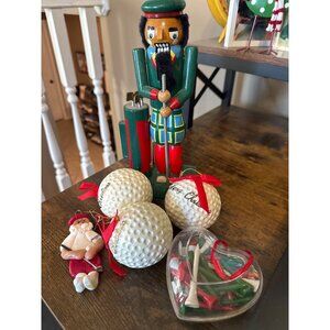 Golf Nutcracker and 5 Golf Ornaments